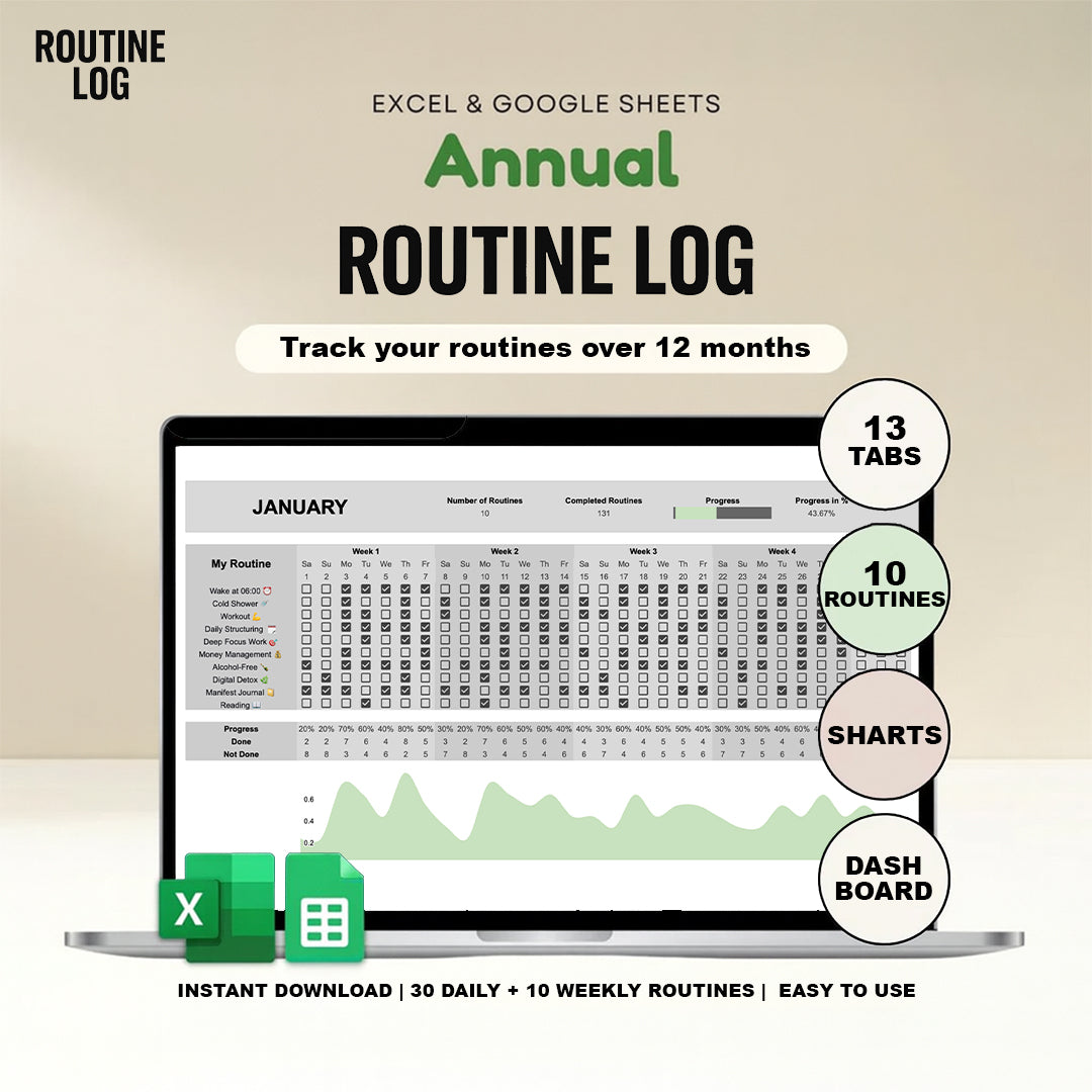Routine Log for Excel & Google Sheets